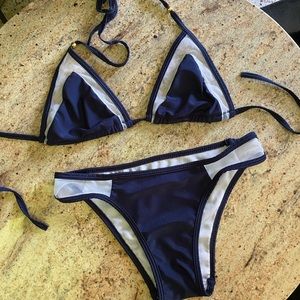 navy and mesh bikini